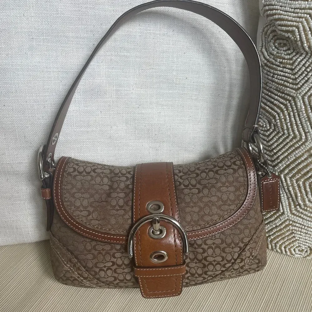 Rare Coach Soho Mini Brown Signature Flap Bag | 12303 Jacquard & Leather Y2K